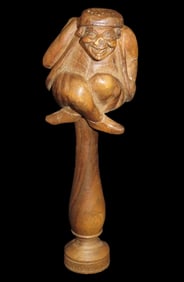 6 1/2" x 2" Antique French-German Wooden Screw turn Nutcracker, ca. 1800's, Ex Bill Heuter