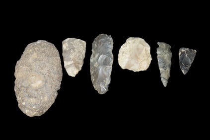 Group of 6 Arrowheads, Wisconsin/Illinois, Ex Bill Heuter Collection
