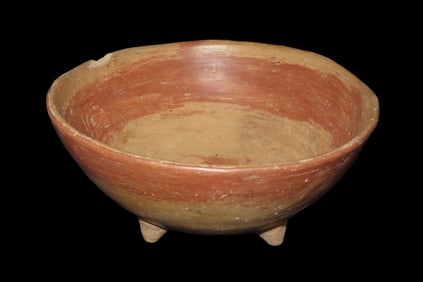 7" x 3" Pre-Columbian 4-Legged Painted Bowl, Vera Cruz MX, Ex Bill Heuter Collection