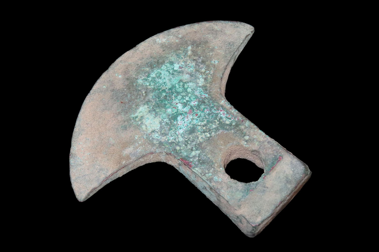 5 1/4" x 4 3/4" Pre-Columbian Copper Axe Head, Motley COA, from Ecuador, Ex Rich Atkins Collection: 5 1/4" x 4 3/4" Pre-Columbian Copper Axe Head, Motley COA, from Ecuador, Ex Rich Atkins Collection