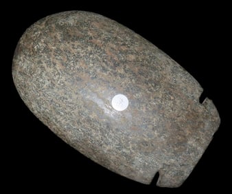 7 5/16" x 4 7/16" Pre-Columbian Colorful Hardstone Votive(Ceremonial)Celt, Motley COA, from Ecuador,