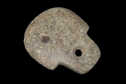 5 3/8" x 4 1/2" Pre-Columbian Colorful Hardstone Perforated, Motley COA, from Ecuador, Ex Rich