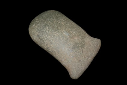 3 13/16" x 4 1/16" Pre-Columbian Colorful Hardstone Votive(Ceremonial)Hand Axe, Motley COA, from