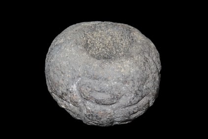 3 7/8" x 2 1/2" Pre-Columbian Volcanic Rock Mace Head, Motley COA, from Guatemala, Mayan Culture, Ex