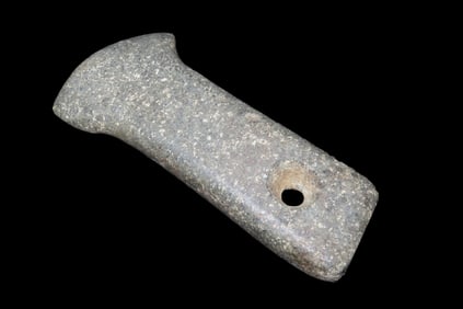 4 1/2" x 2" Pre-Columbian Perforated Greenstone Votive(Ceremonial)Axe Head, from Ecuador, Valdivian