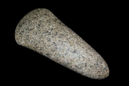 5 1/2" x 3 1/2" Pre-Columbian Flared Bit Celt Hand Axe, Made of Colorful Hardstone, from Ecuador, Ex