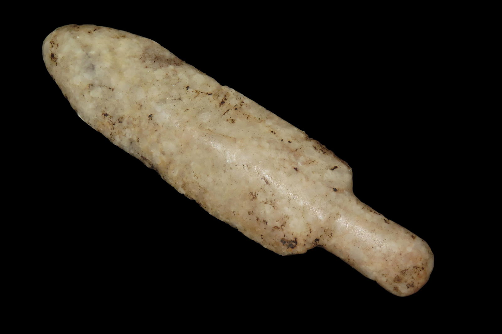 5 5/16" x 1 7/16" Polished Translucent Quartz Votive(Ceremonial) Mayan Dagger Effigy Pendant, Eviden: 5 5/16" x 1 7/16" Polished Translucent Quartz Votive(Ceremonial) Mayan Dagger Effigy Pendant, Evidence of Groove at Neck for attachment, from Ecuador, Ex Rich Atkins Collection