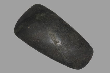 4 1/2" 2 1/4" Pre-Columbian Celt Hand Axe, made of Black Hardstone, from Ecuador, Ex Rich Atkins