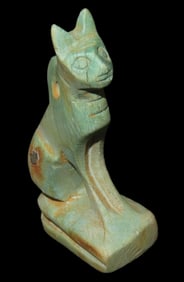 1 7/8" Antique Egyptian Cat Goddess Bastet Amulet