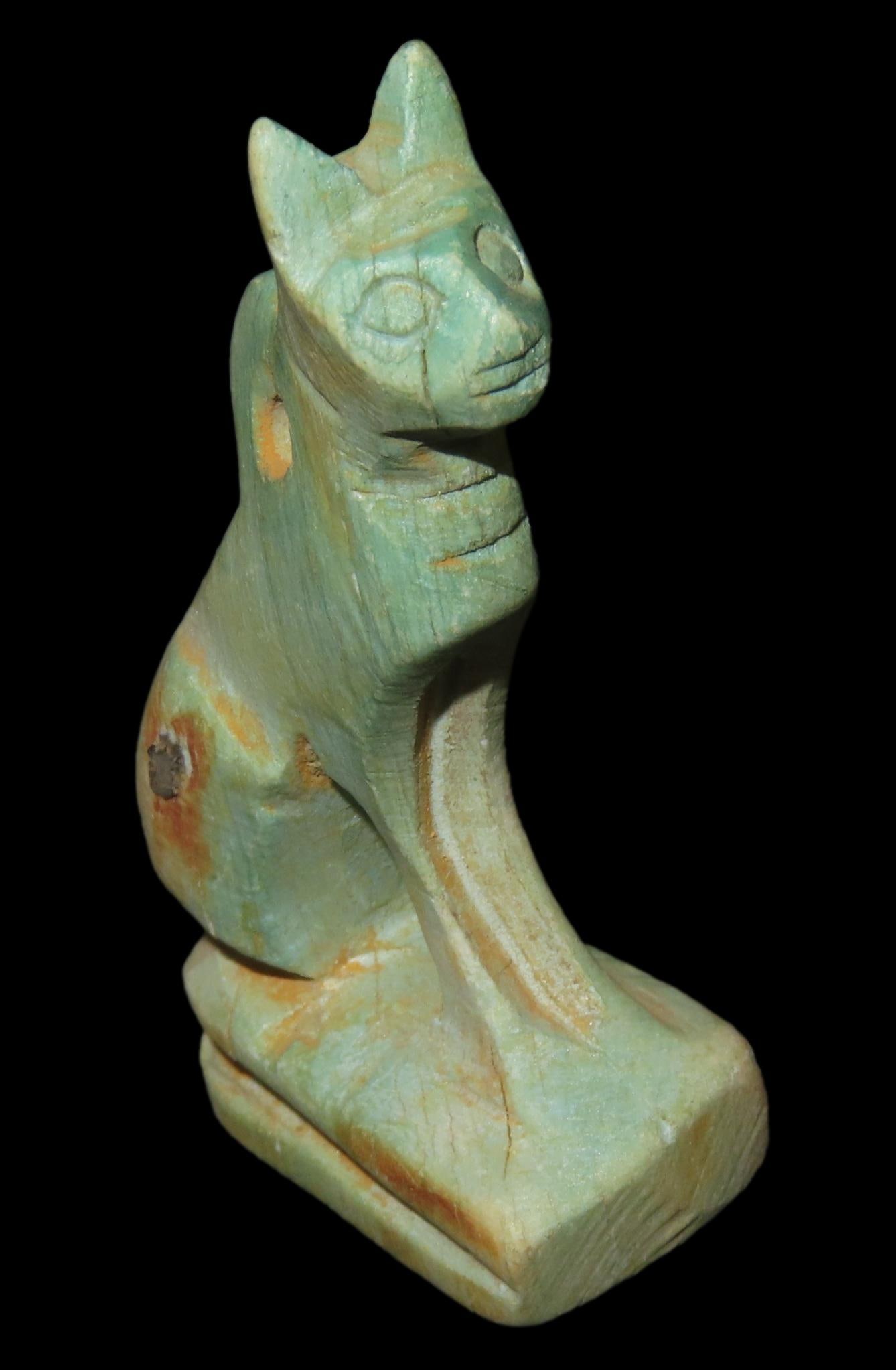 1 7/8" Antique Egyptian Cat Goddess Bastet Amulet (1 of 6)