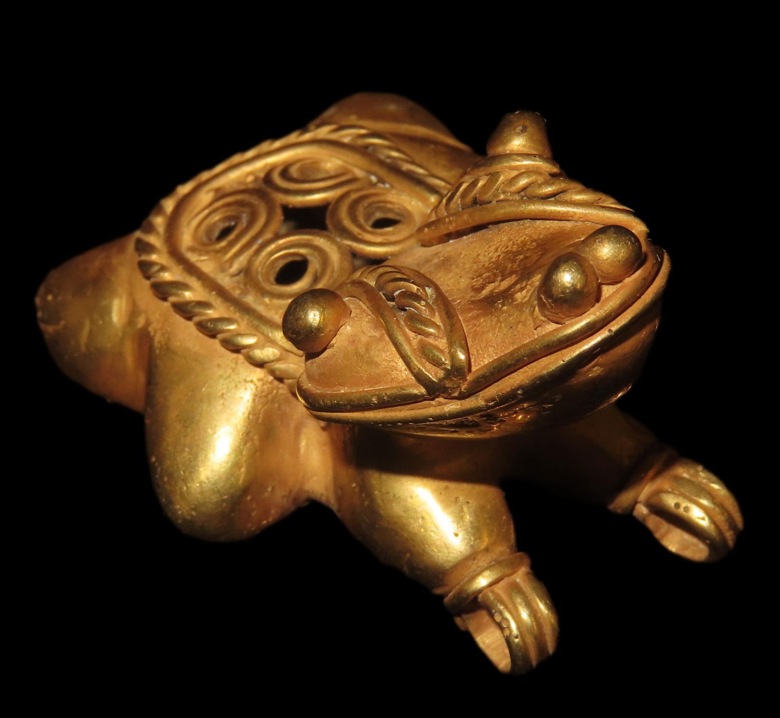 1 5/16" x 1 9/16" Pre-Columbian Tumbaga Frog Effigy Pendant, Motley COA, Found in Central America, (1 of 7)