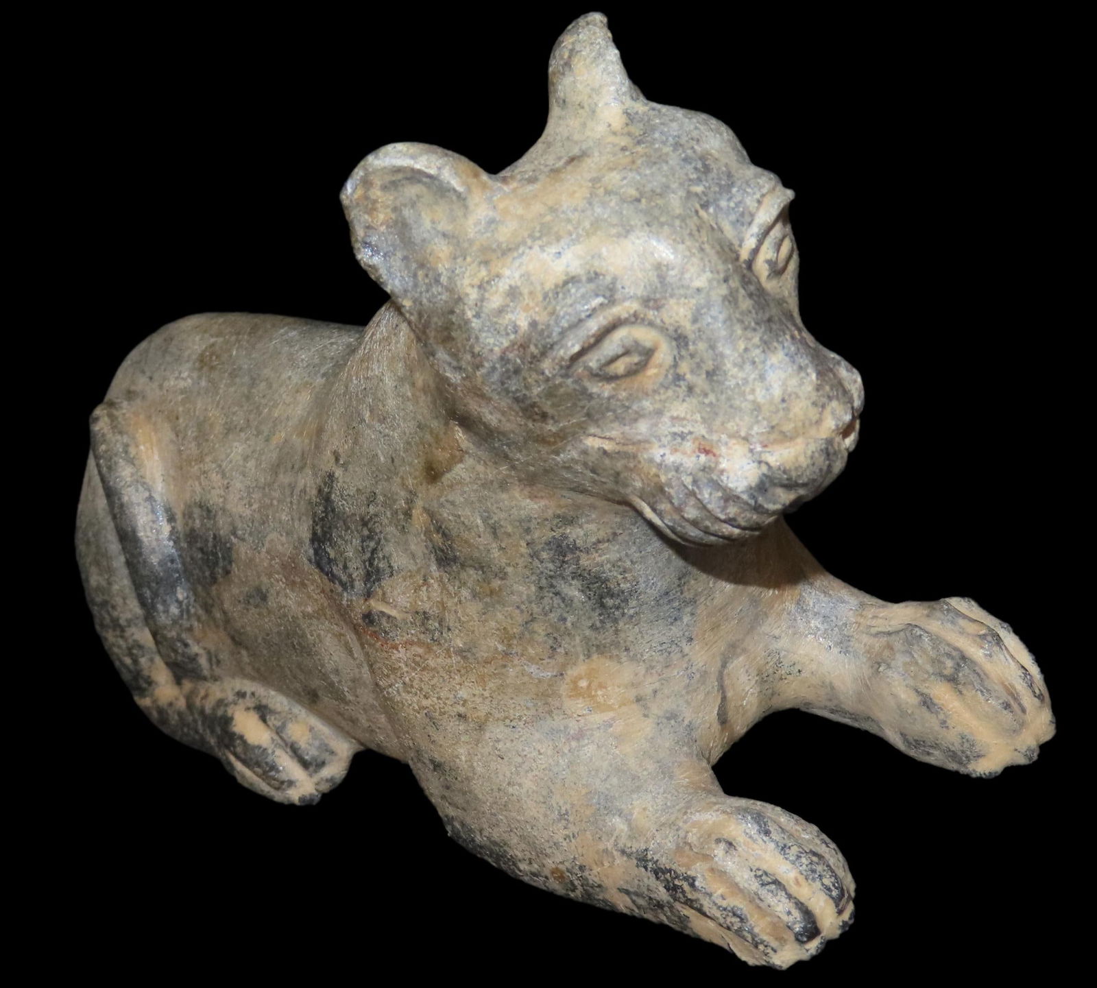 5 3/8" x 3 3/8" Pre-Columbian Jaguar Effigy, Motley COA, Found in South America, Made of Colorful (1 of 9)