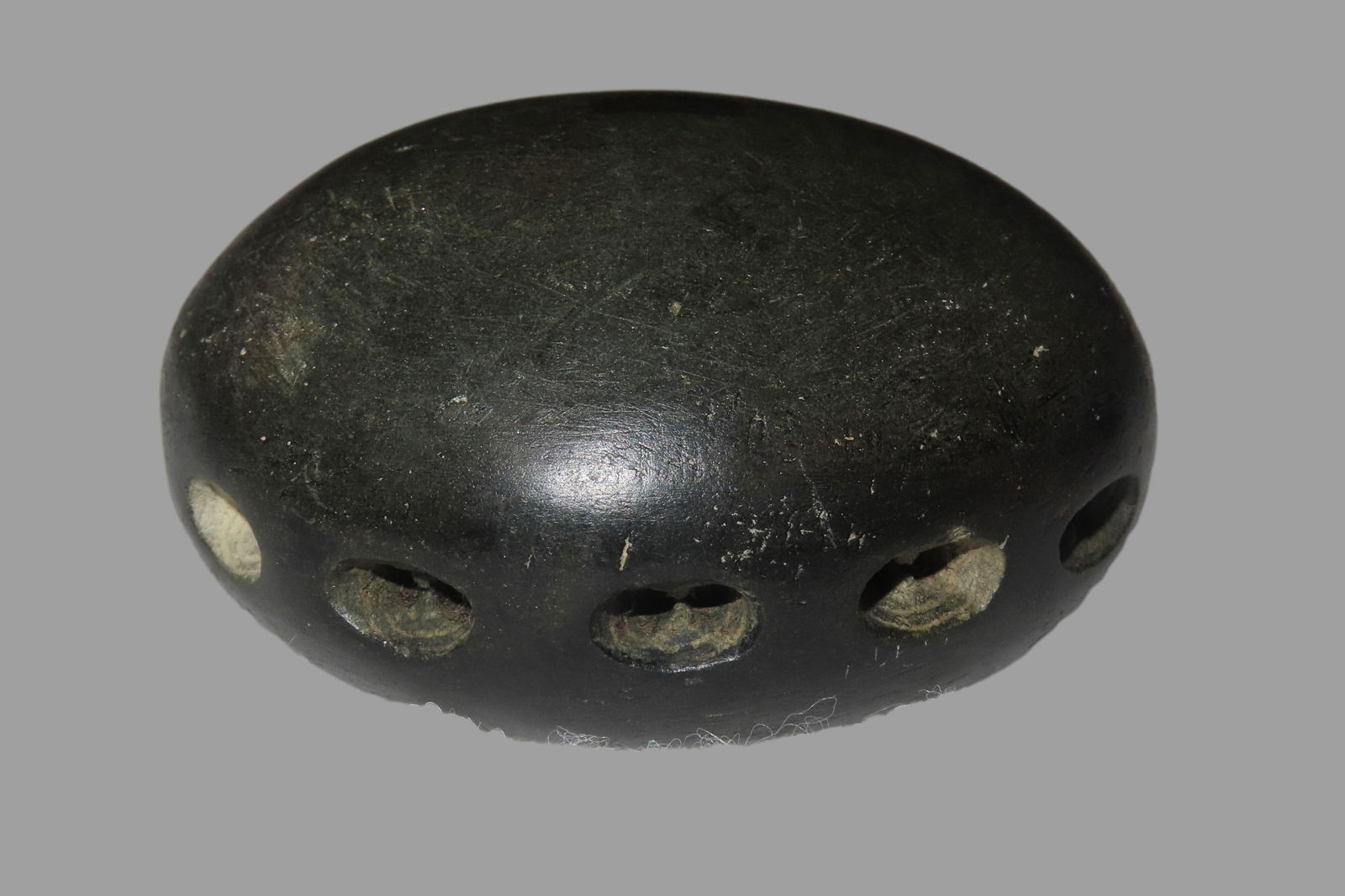 3 1/2" Unique and Rare Artifact/Tool/Religious Talisman- Hardstone Discoidal with Shallow (1 of 10)