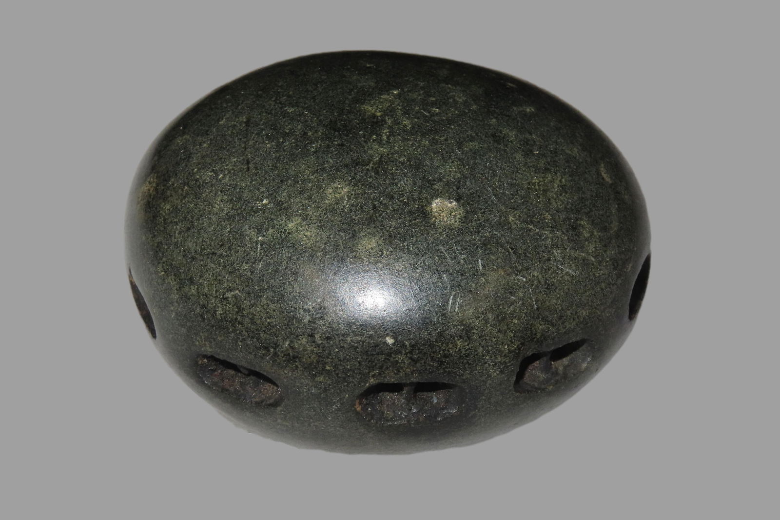 3 1/2" Unique and Rare Artifact/Tool/Religious Talisman- Hardstone Discoidal with Shallow (1 of 9)
