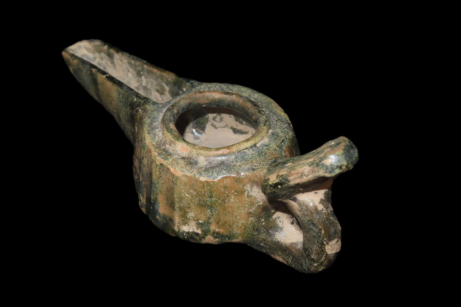 5 1/2" Persian Seljuk glazed terracotta oil lamp. The lamp dates from approximately the 12th to (1 of 7)