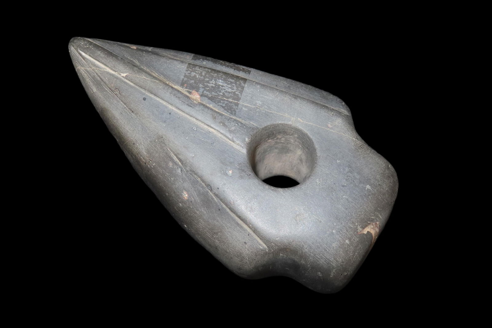 5 1/2" Hardstone Boat Axe (battle axe) from the European Corded Ware culture. This artifact dates (1 of 6)