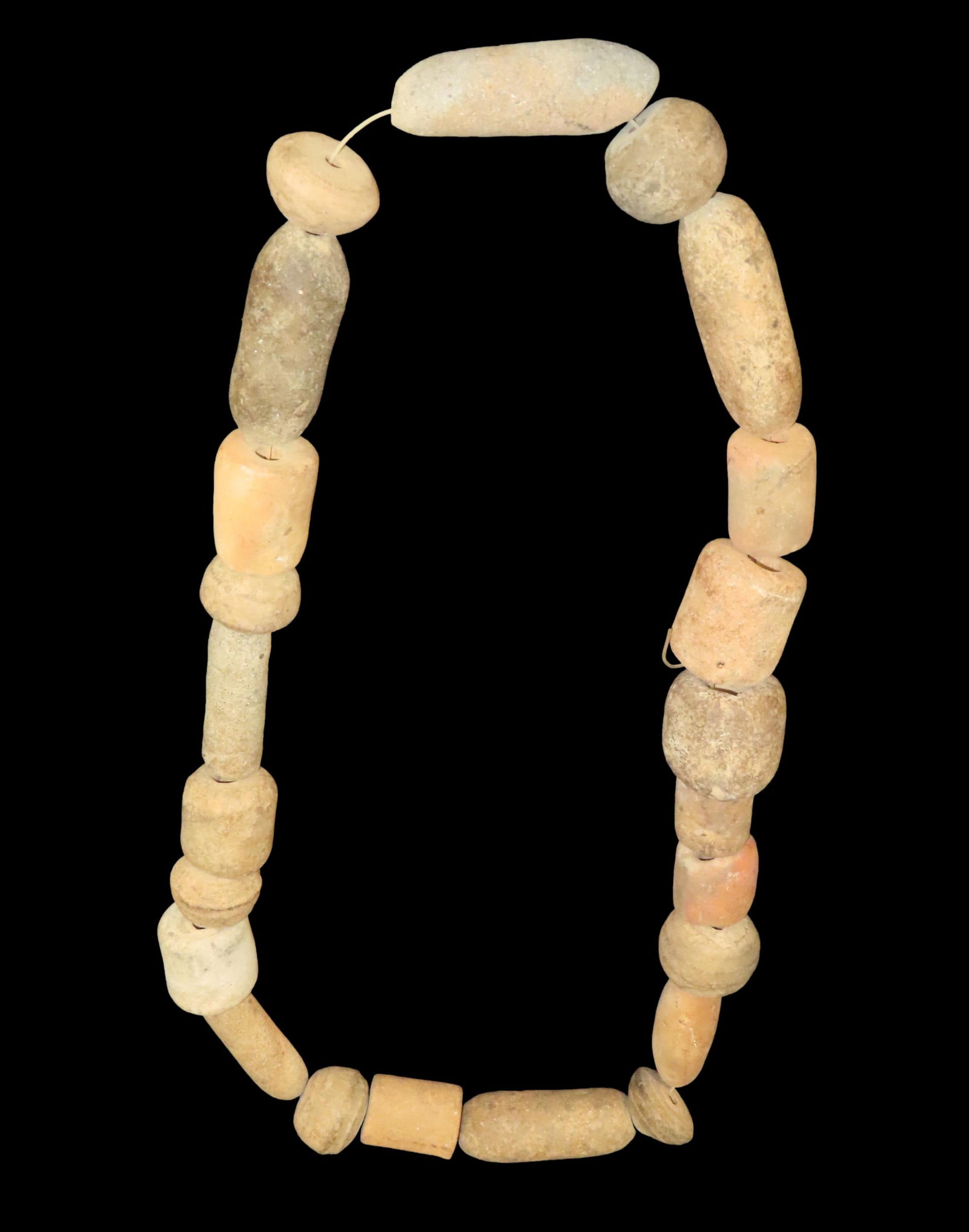 16" Strand of Terracotta Beads and Spindle Whorls, Tibet China Tsaparang (Guge) (1 of 11)