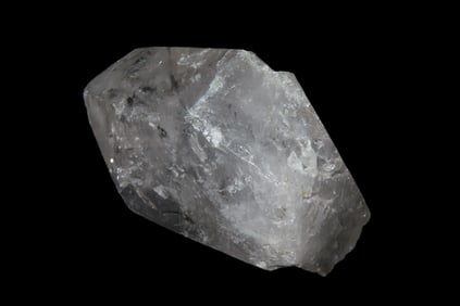 5" Natural Faceted Quartz Crystal, black inclusions