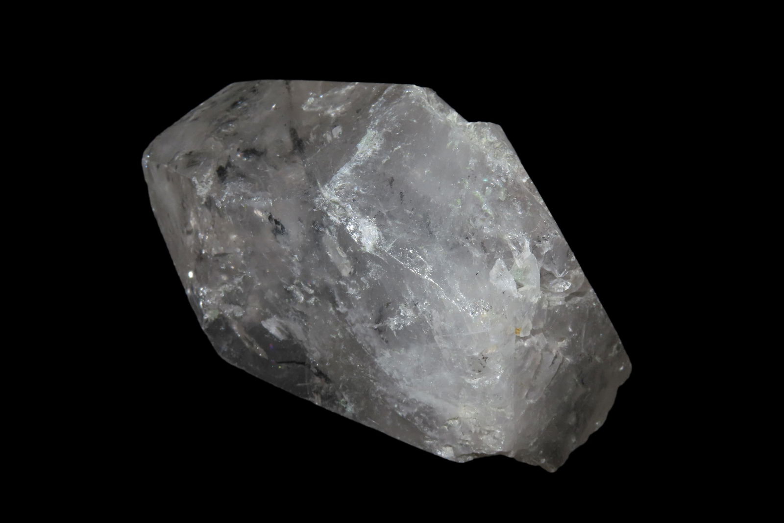 5" Natural Faceted Quartz Crystal, black inclusions (1 of 6)