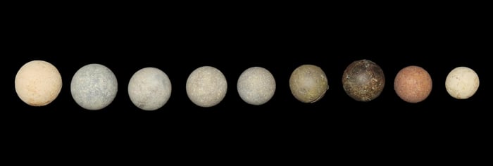 Lot of 9 Marbles or Milling Stones