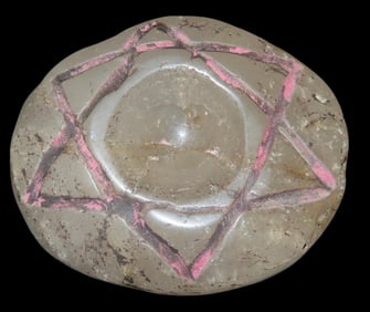 2 1/2" Carved Quartz Stone Disc, features Star of David
