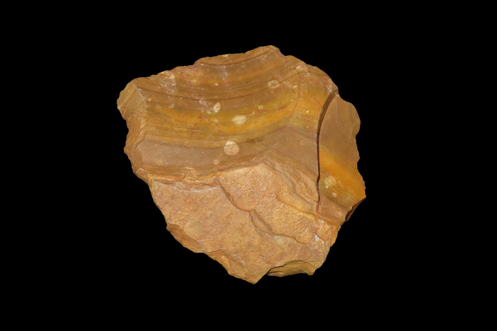 3 1/2" x 3 1/4" x 3/4" Acheulean Flake Scraper/Blade, found at Kathu Townlands Site, Northern Cape: 3 1/2" x 3 1/4" x 3/4" Acheulean Flake Scraper/Blade, found at Kathu Townlands Site, Northern Cape Province, South Africa by Wes Smith 2/25/06.