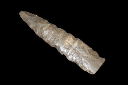 6 1/4" X 1 1/2" Neolithic Danish Flint Silex Spear Head, Broken and Glued