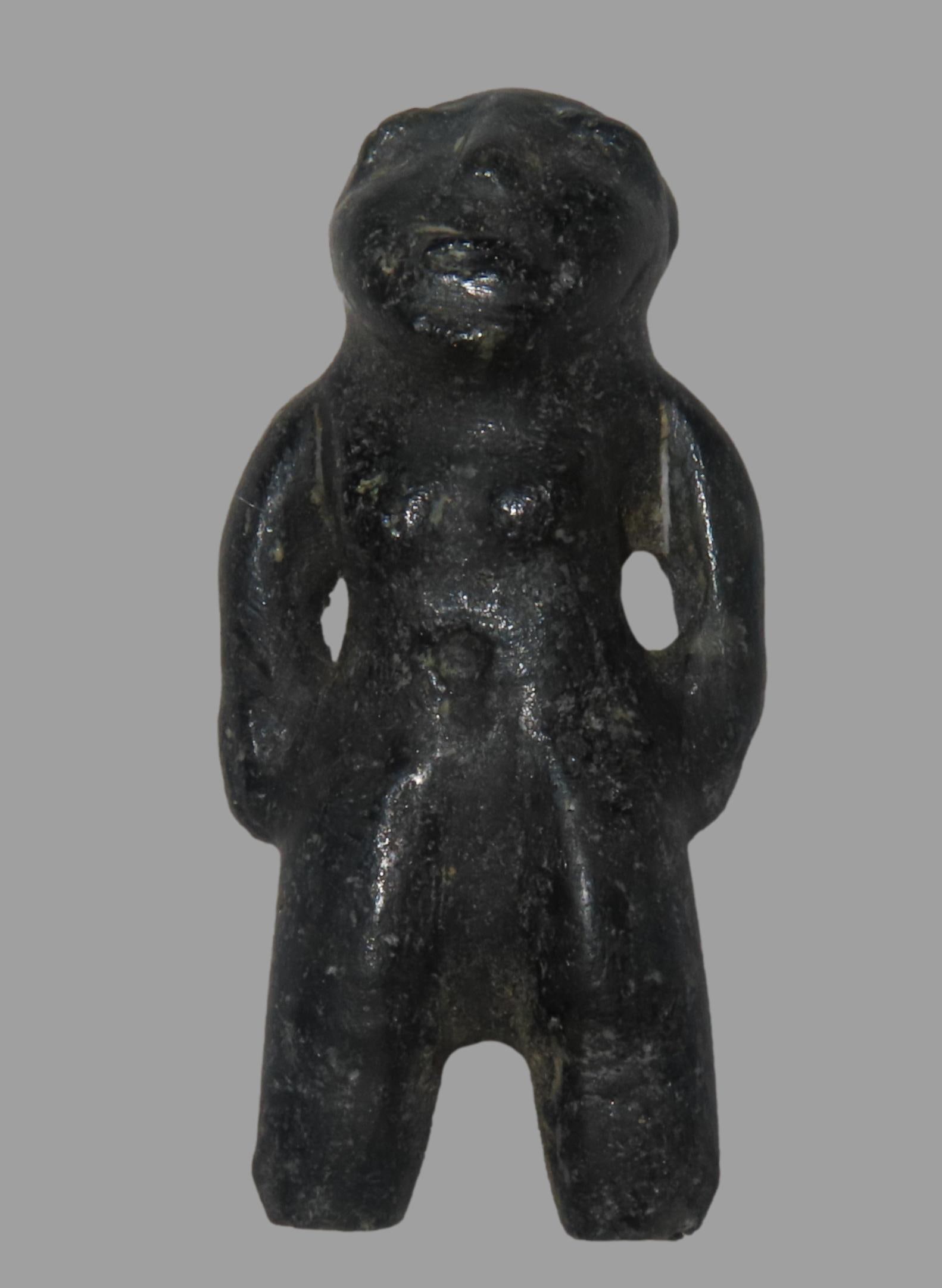 1 1/8" x 2 5/16" Pre-Columbian Zoomorphic Human Effigy Pendant, Motley COA, found in Central (1 of 8)