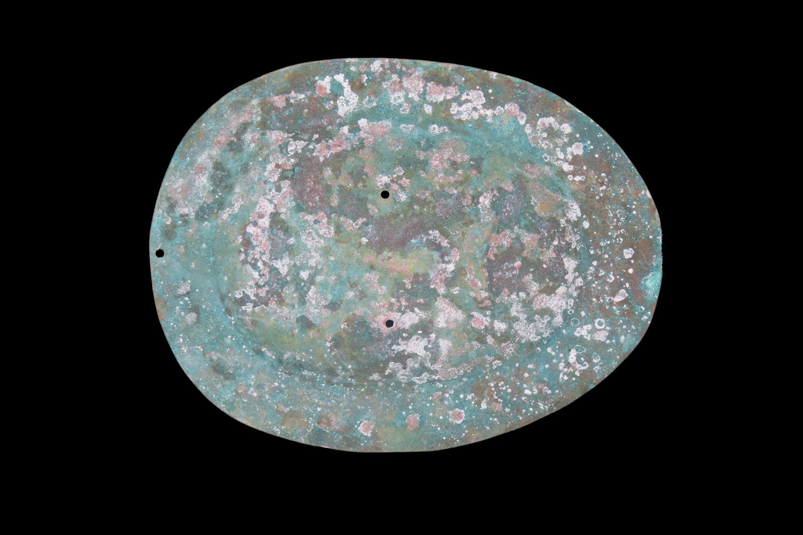 6 3/4" x 5" Pre-Columbian Copper Zoomorphic Mask, Motley COA, found in Peru, Ex Steve Barras Estate (1 of 13)