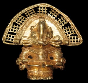 2 11/16" x 2 9/16" Pre-Columbian Tairona Tumbaga Zoomorphic/Shamanistic Figure Pendant, Motley COA,