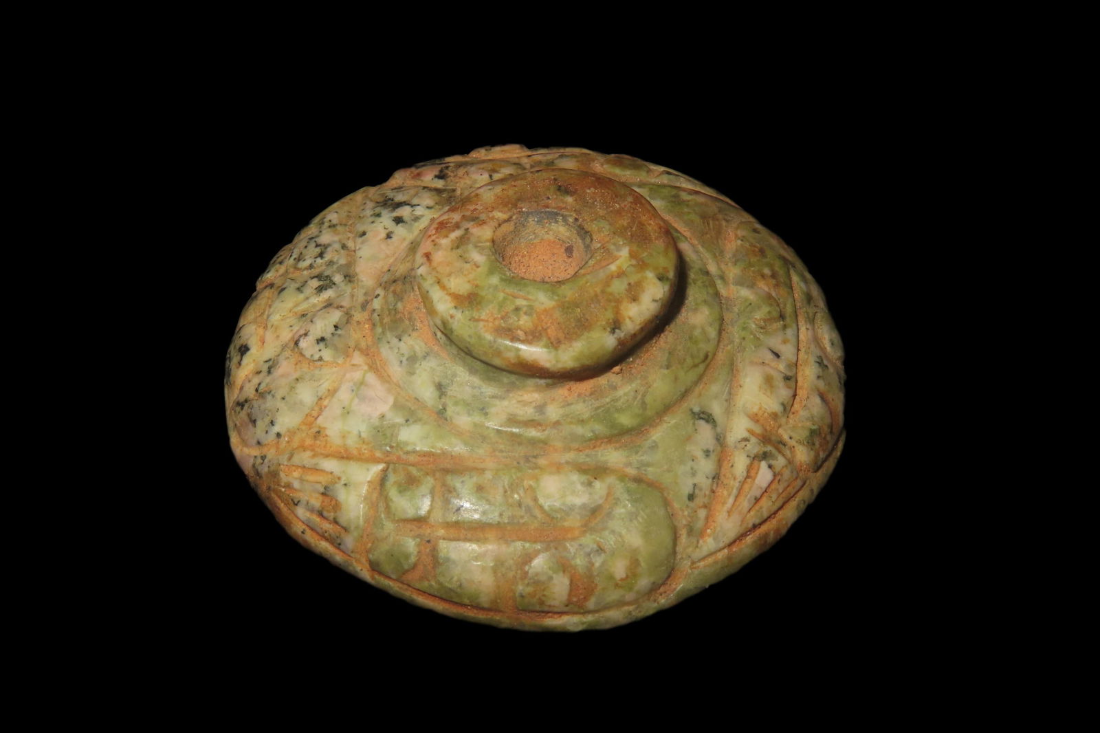 1 15/16" x 1 15/16" Pre-Columbian Shaman Ceremonial Engraved Stone, Motley COA, found in Peru, Ex (1 of 9)