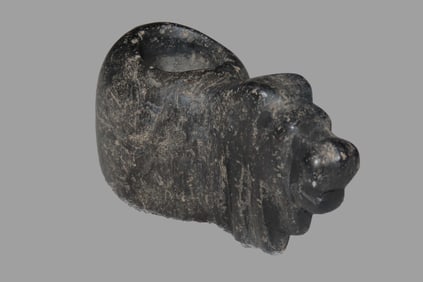 3 11/16" x 2 5/16" Pre-Columbian Llama Effigy Canopa, Motley COA, found in Peru