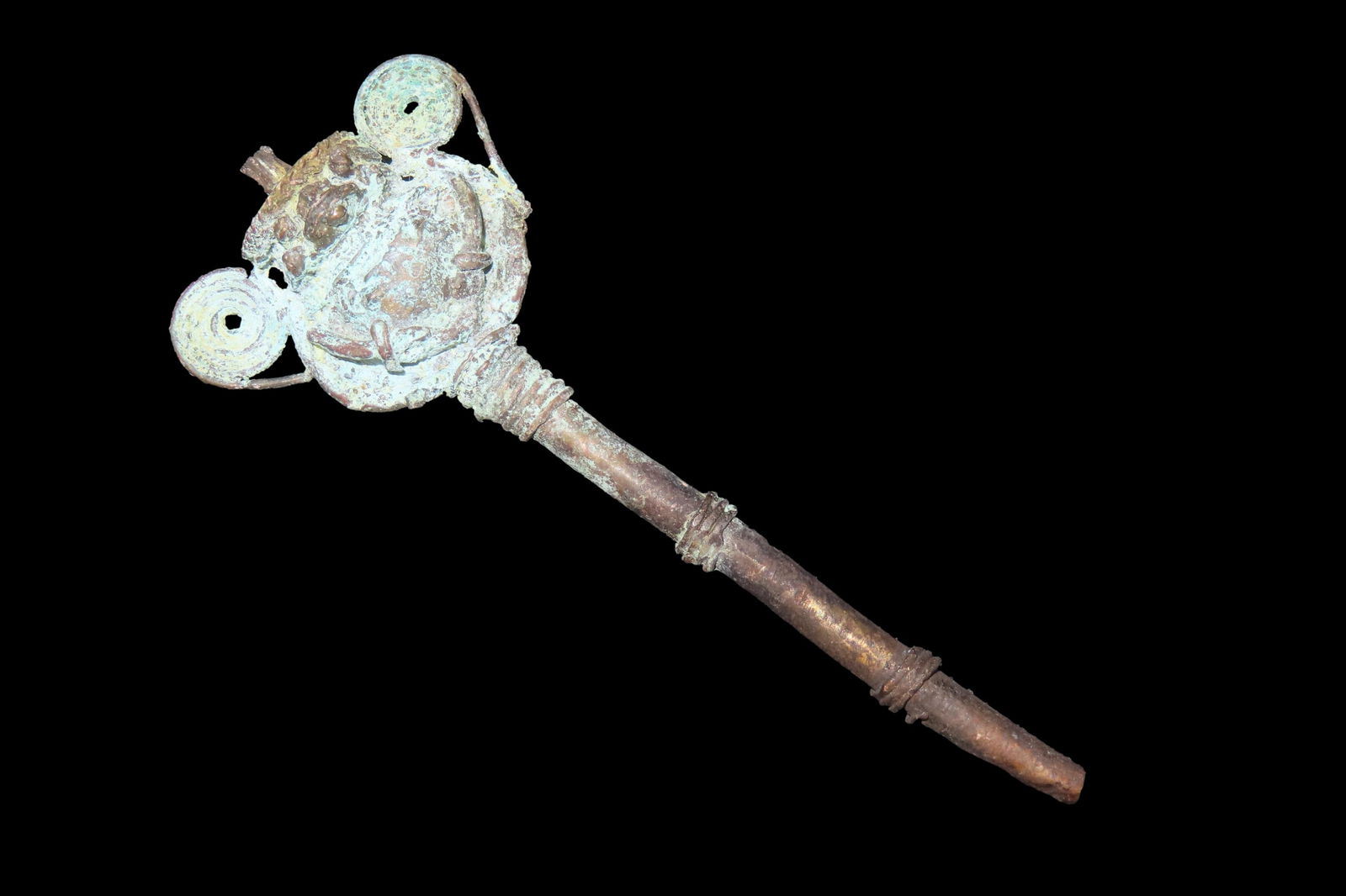 3 5/8" x 1 7/16" Copper Effigy Cloak Pin, found in South America, Ex Steve Barras Estate (1 of 9)