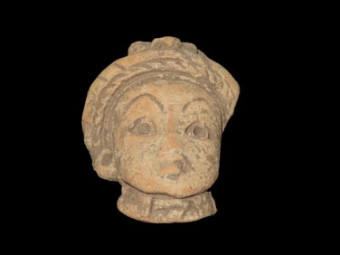 3" Pre-Columbian Extremely Detailed Pottery Head, South America