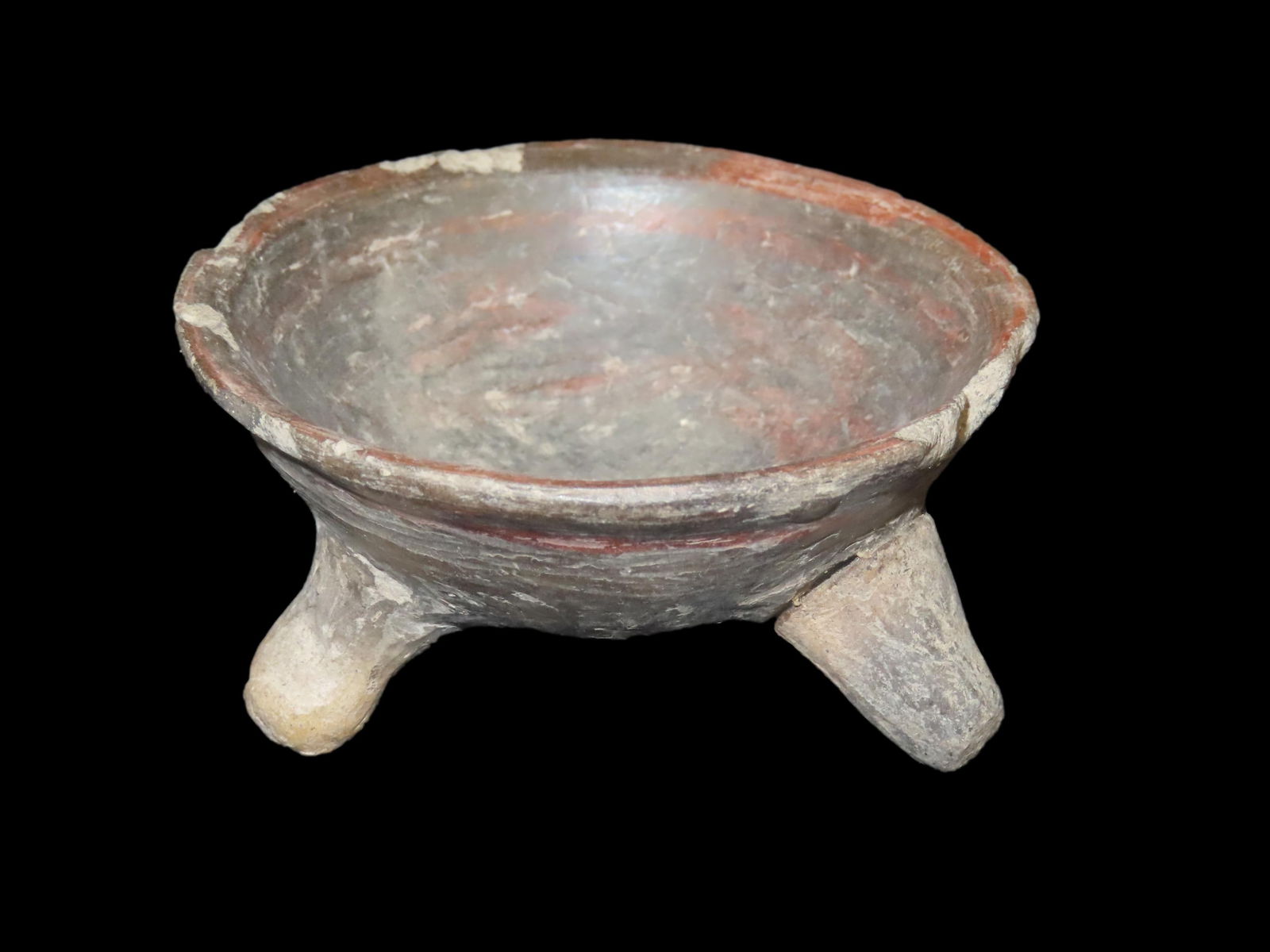 3 1/4" Pre-Columbian Tripod Pottery Vessel/Bowl, South America (1 of 6)