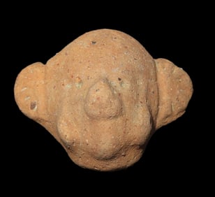 1 1/4" x 1 3/4" Pre-Columbian Pottery Effigy Head, Ecuador