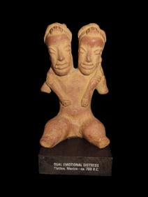 Pre Columbian Portrait/Figure Dual Emotional Distress Tlatilco Mexico Ca. 700 B.C.