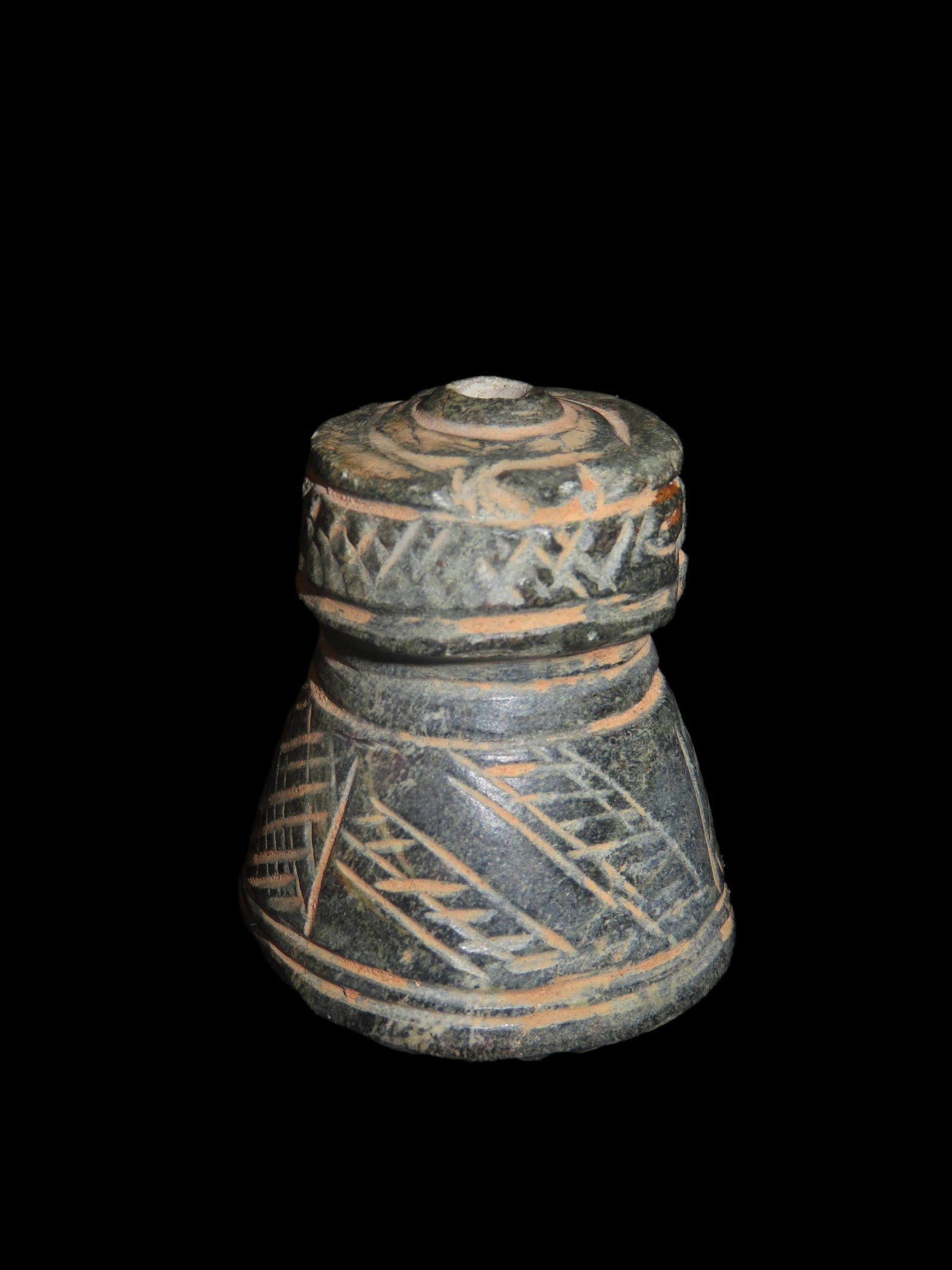 1 3/8" X 1 7/8" Pre-Columbian Shaman Ceremonial Engraved Stone, Motley COA, Found in Peru (1 of 12)