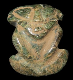 1 5/16" X 1 11/16" Pre-Columbian Zoomorphic Human Pendant, Motley COA, Found in Central America