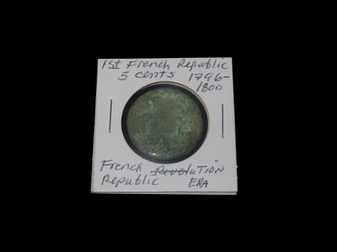 French Republic 5 cents 1796-1800 French Revolution Era Antique Coin