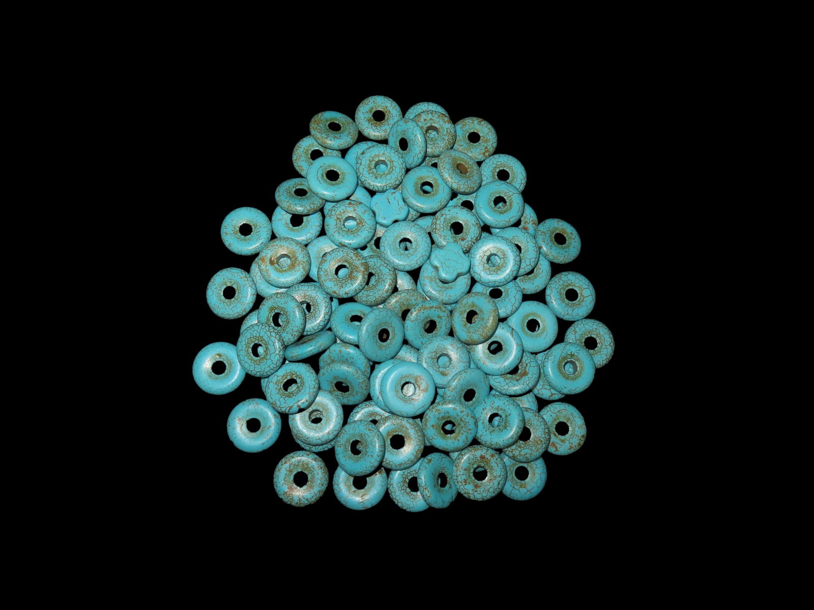 Lot Of Pressed Turquoise Beads: Lot Of Pressed Turquoise Beads