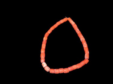 Strand Of Fossil Coral Beads Italian/ Mediterranean Red/Pink