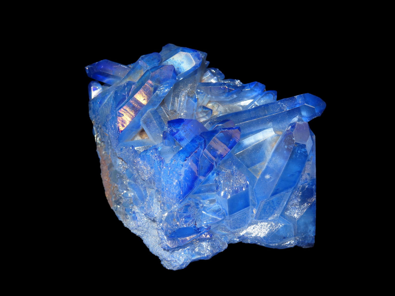 Quartz Crystal Cluster Formation Coated In Titanium Geode Specimen 231 Gram Blue Color (1 of 6)