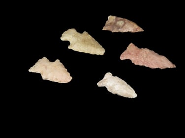 5 Arrowheads found by Gary Nelson, Van Buren Co., Iowa-Has famous YouTube Channel