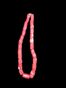 17" Strand Red Rare Fossilized Found In Tibet