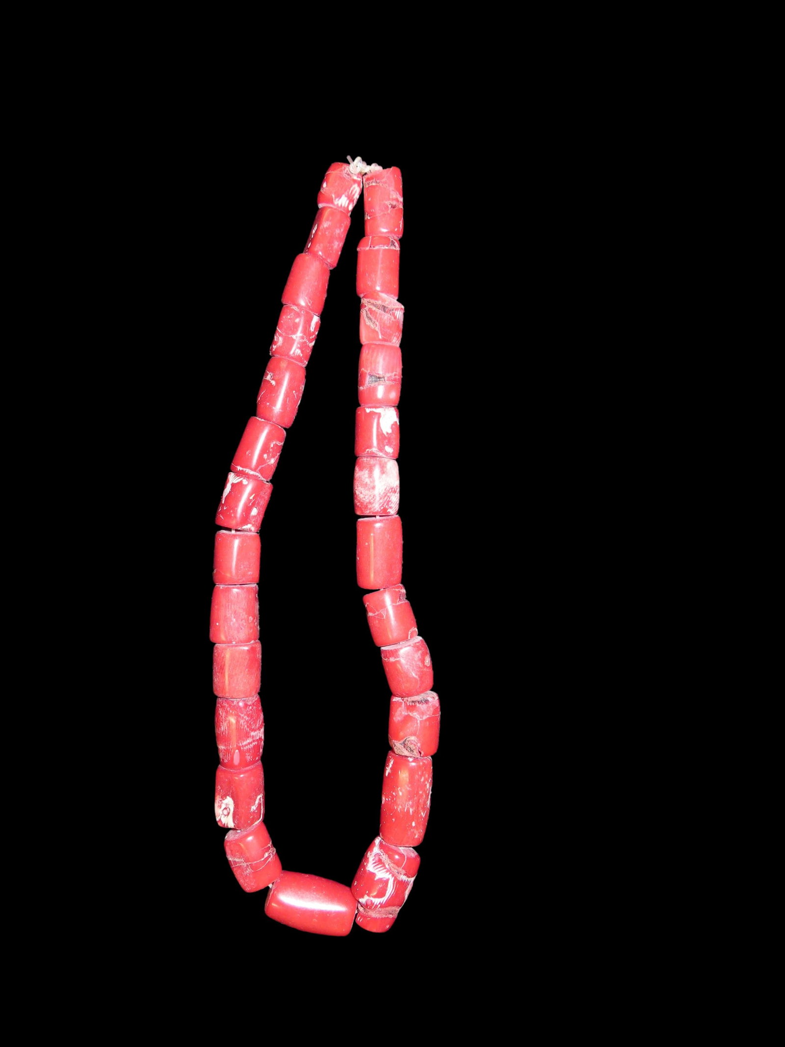17" Strand Red Rare Fossilized Found In Tibet: 17" Strand Red Rare Fossilized Found In Tibet