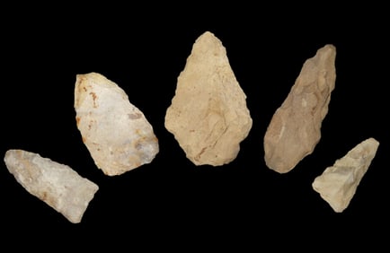 Lot of 5 Midwest Arrowheads, Ex Jeff Thompson Collection