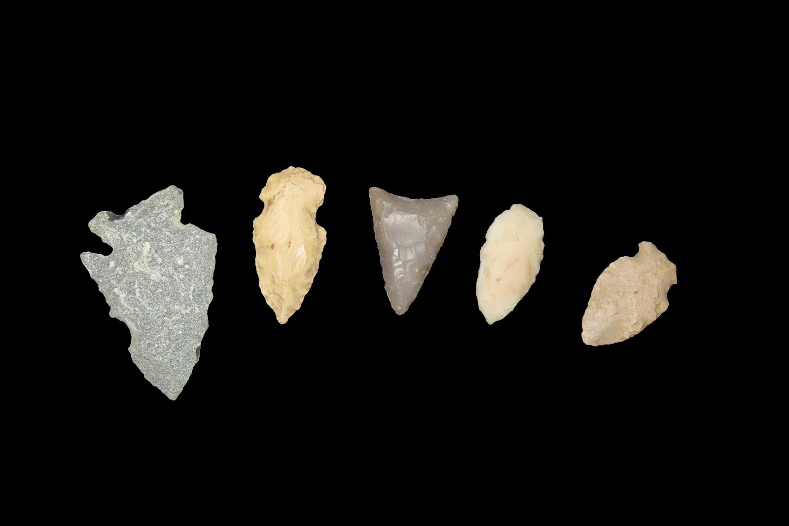 Lot of 5 Midwest Arrowheads, Ex Jeff Thompson Collection (1 of 3)