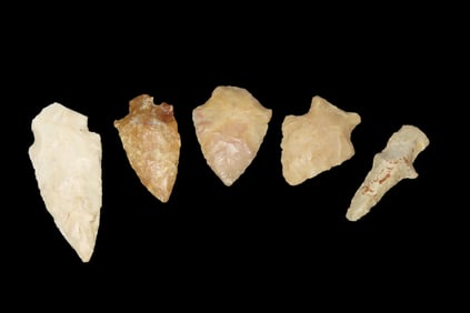 Lot of 5 Midwestern Arrowheads, Ex Jeff Thompson Collection