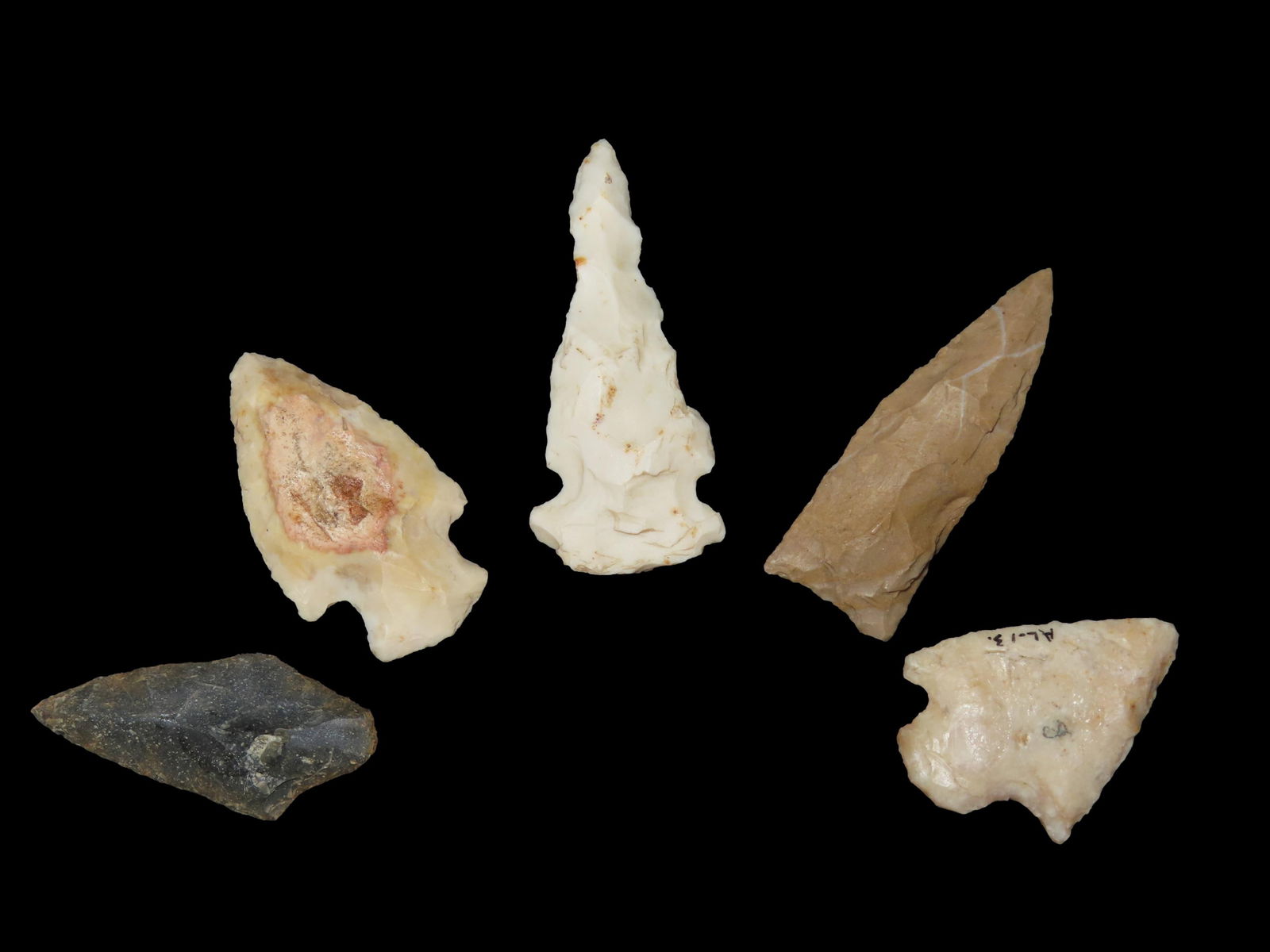 Lot of 5 Midwestern Arrowheads, Ex Jeff Thompson Collection (1 of 7)